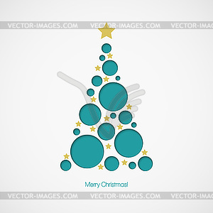 Рождественская елка с точками и звезд - стоковое векторное изображение