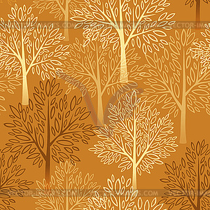 Fall season background. Autumn tree seamless pattern - vector clip art