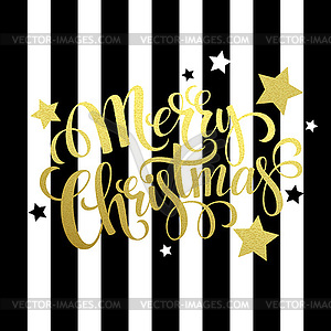Merry Christmas gold lettering - vector clip art