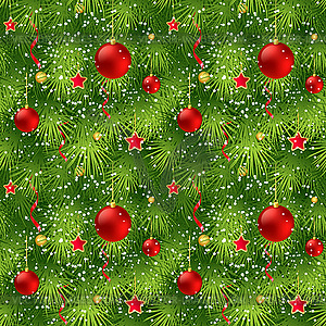 Christmas tree fir branch seamless background - royalty-free vector clipart