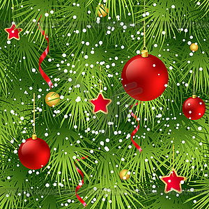 Christmas tree fir branch seamless background - vector image