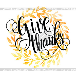 Thanksgiving card template. Watercolor painted - vector image