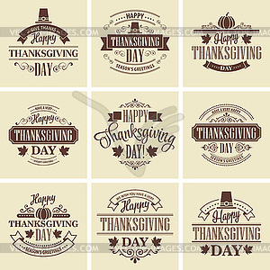 Typographic Thanksgiving Design Set - vector image