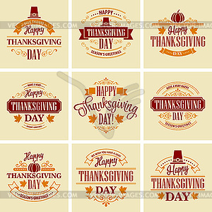 Typographic Thanksgiving Design Set - stock vector clipart