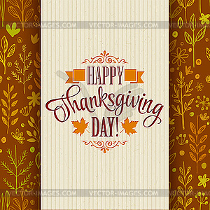 Thanksgiving typography greeting card on seamless - vector clipart