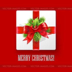 Gift box with Christmas decoration - vector image