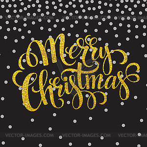 Typography card. Merry christmas greetings gold - vector clip art