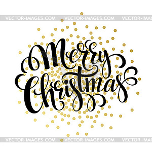 Typography card. Merry christmas greetings gold - vector image