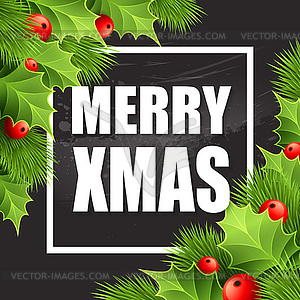 Christmas decoration on chalk board - vector clip art