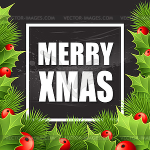 Christmas decoration on chalk board - vector image