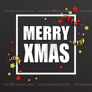 Рождественская открытка с конфетти и лентами - векторное графическое изображение