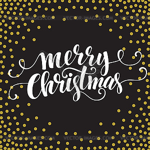 Typography card. Merry christmas greetings gold - royalty-free vector image