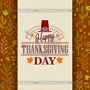 Thanksgiving typography greeting card on seamless - vector clipart