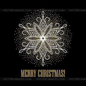 Festive gold background with golden snowflakes  - vector clip art