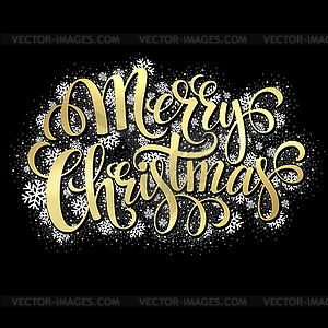 С Рождеством Христовым золото сверкающий дизайн надписи - изображение векторного клипарта