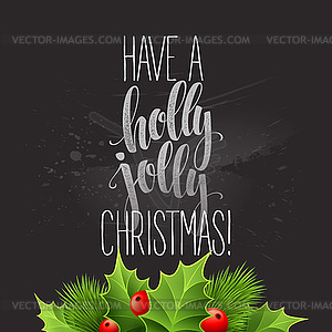 Christmas decoration on chalk board - vector image