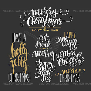 Merry Christmas Lettering Design Set - vector clip art