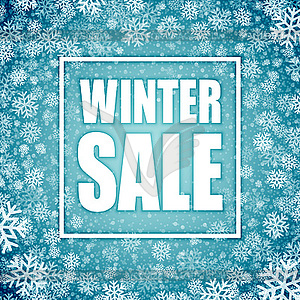 Winter sale inscription on background with snowflake - vector image