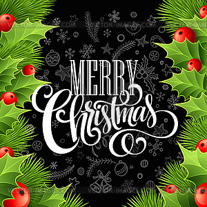 Christmas decoration on chalk board - vector clipart