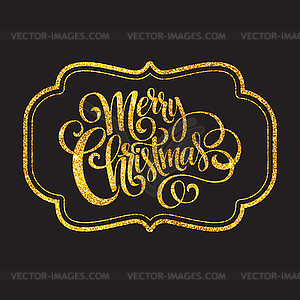Merry Christmas gold glittering lettering design - vector clip art