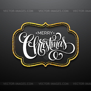 Merry Christmas gold glittering lettering design - royalty-free vector clipart