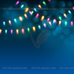 Blue Christmas background with lights - vector clipart