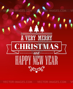 Christmas light tipography poster - vector clipart