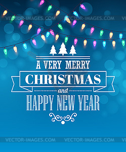 Christmas light tipography poster - vector image