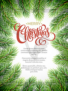 Christmas background with fir branches frame. - vector clipart