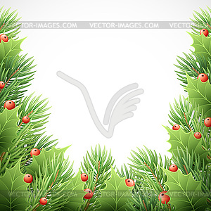 Christmas Tree Branches Border - vector clip art