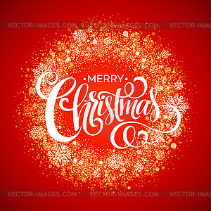 Red Snowflake Christmas Wreath - vector image