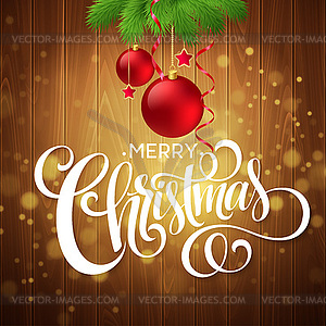 Christmas decoration on wooden background - vector image