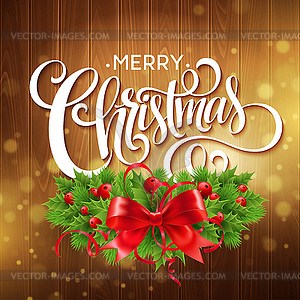 Christmas holly wreath with text banner - vector clipart
