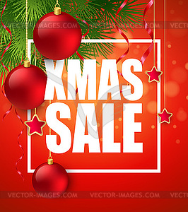 Xmas sale poster with cristmas decoration - vector clipart