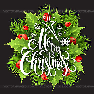 Christmas decoration on chalk board - vector clipart