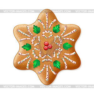 Ornate realistic traditional Christmas gingerbread - vector image