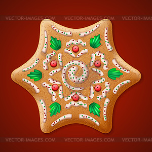 Ornate realistic traditional Christmas gingerbread - vector image