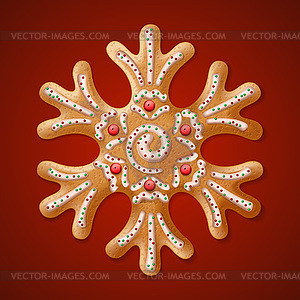 Ornate realistic traditional Christmas gingerbread - vector clipart