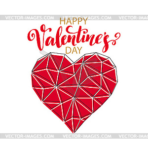 Geometric Mosaic Heart . Template for Valentines Da - vector image