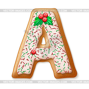 Christmas gingerbread cookies alphabet.  - vector image