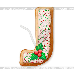 Christmas gingerbread cookies alphabet.  - vector clip art