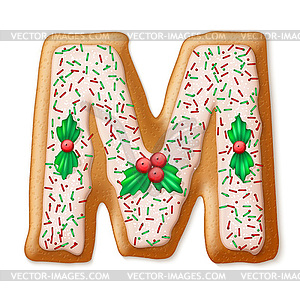 Christmas gingerbread cookies alphabet.  - vector image