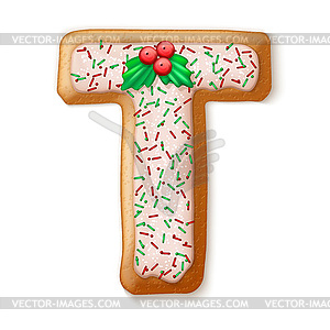 Christmas gingerbread cookies alphabet.  - vector clip art