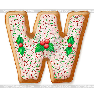 Christmas gingerbread cookies alphabet.  - vector image