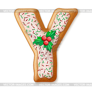 Christmas gingerbread cookies alphabet.  - vector image