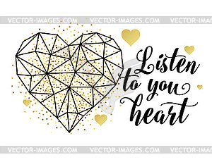 Valentines day love greeting card with geometric - vector image