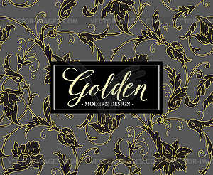 Luxury seamless background with gold frame - vector clipart