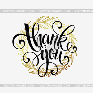 Thank you golden lettering design - vector image