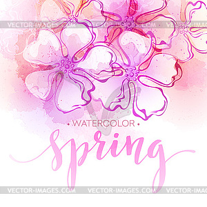 Watercolor spring flower background - vector clipart