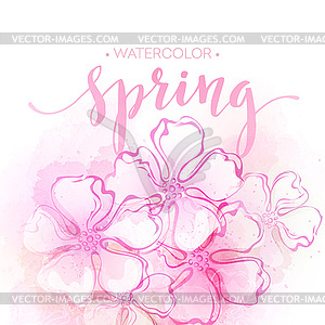 Watercolor spring flower background - vector clipart
